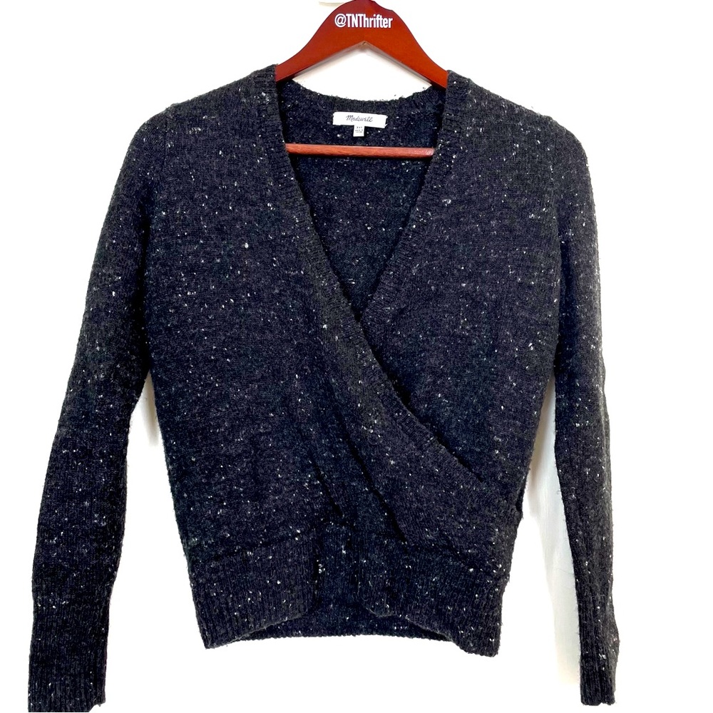 Madewell Women’s Gray Space Dye Sweater V Nack XXS Cozy Minimalist Normcore Cozy